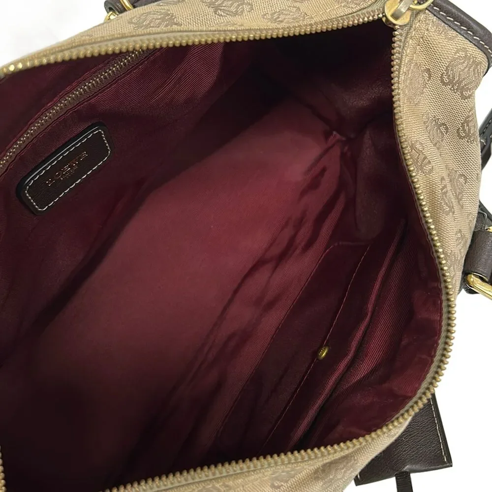 Loewe Handbag Beige Khaki Dark Brown Jacquard Leather